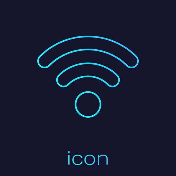 Бирюзовый Wi-Fi беспроводной интернет символическая линия линии символов изолированы на синем фоне. Векторная миграция — стоковый вектор