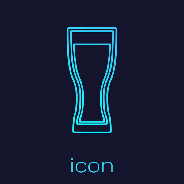 Turquoise Glass of beer line icon isolated on blue background. Vector Illustration — Stock Vector