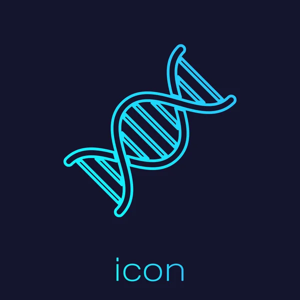 Icono de línea de símbolo de ADN turquesa aislado sobre fondo azul. Ilustración vectorial — Vector de stock