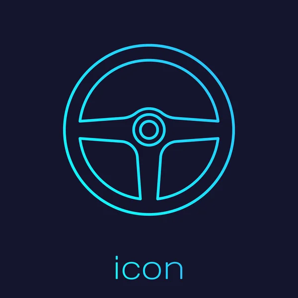 Turkos ratt linje ikon isolerad på blå bakgrund. Bil hjuls ikonen. Vektor illustration — Stock vektor