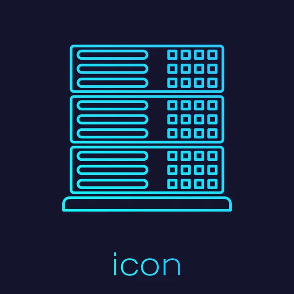 Turquoise Server, Data, Web Hosting line icon isolated on blue background. Vector Illustration — Wektor stockowy