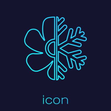 Turkuaz Klima çizgi simgesi mavi arka plan üzerinde izole. Vektör İllüstrasyonu