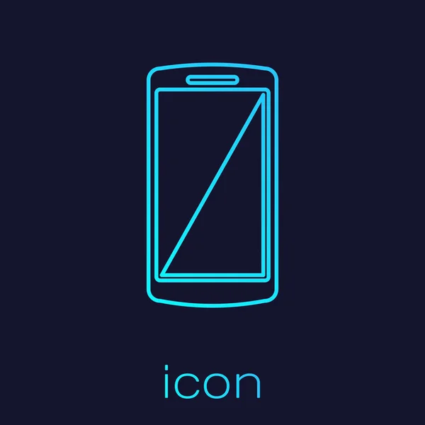 Smartphone turquesa, ícone de linha de telefone celular isolado no fundo azul. Ilustração vetorial — Vetor de Stock