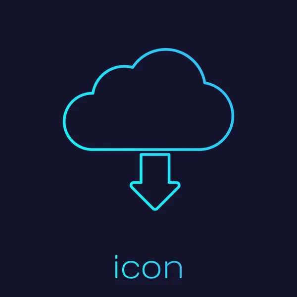 Turquoise wolk Download lijn icoon geïsoleerd op blauwe achtergrond. Vector illustratie — Stockvector