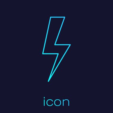 Mavi arka planda yalıtılmış Turkuaz Şimşek cıvata çizgisi simgesi. Flash simgesi. Flash simgesini şarj edin. Şimşek çak. Işık grevi. Vektör İllüstrasyonu