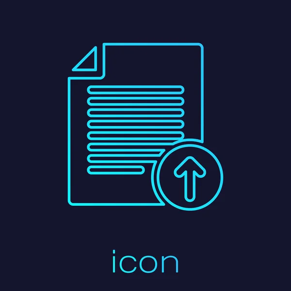 Turchese Carica l'icona della linea di file isolata su sfondo blu. Simbolo del documento file. Freccia documento. Illustrazione vettoriale — Vettoriale Stock