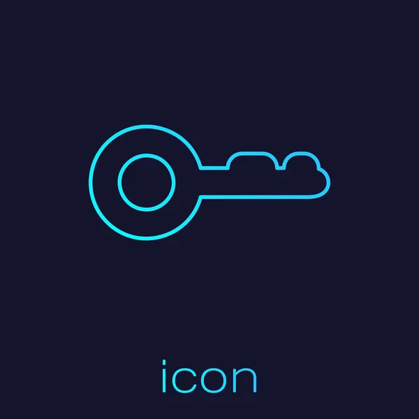 Turquoise Key line icoon geïsoleerd op blauwe achtergrond. Vector illustratie — Stockvector
