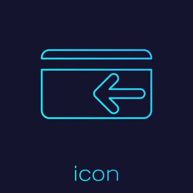 Turkuaz Nakit arka çizgi simgesi mavi arka plan üzerinde izole. Kredi kartı. Finansal hizmetler, para iadesi, yatırım getirisi, tasarruf hesabı, döviz bozdurma. Vektör İllüstrasyonu