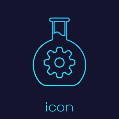 Turkuaz Biyomühendislik çizgi simgesi mavi arka plan üzerinde izole. Genetik ve biyomühendislik simgesinin unsuru. Biyoloji, molekül, kimyasal ikon. Vektör İllüstrasyonu