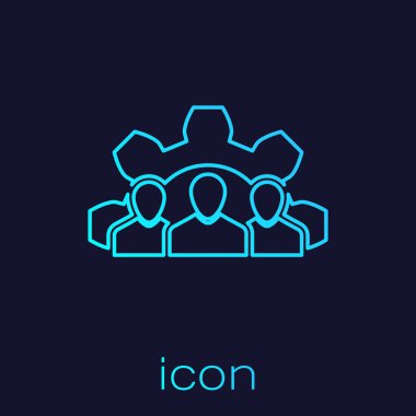 Mavi arka planda yalıtılmış Turkuaz Proje takım taban simgesi. İş analizi ve planlaması, danışmanlık, ekip çalışması, proje yönetimi. Geliştiriciler. Vektör İllüstrasyonu