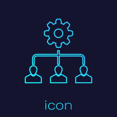 Mavi arka planda yalıtılmış Turkuaz Kurşun yönetim hattı simgesi. Vektör İllüstrasyonu