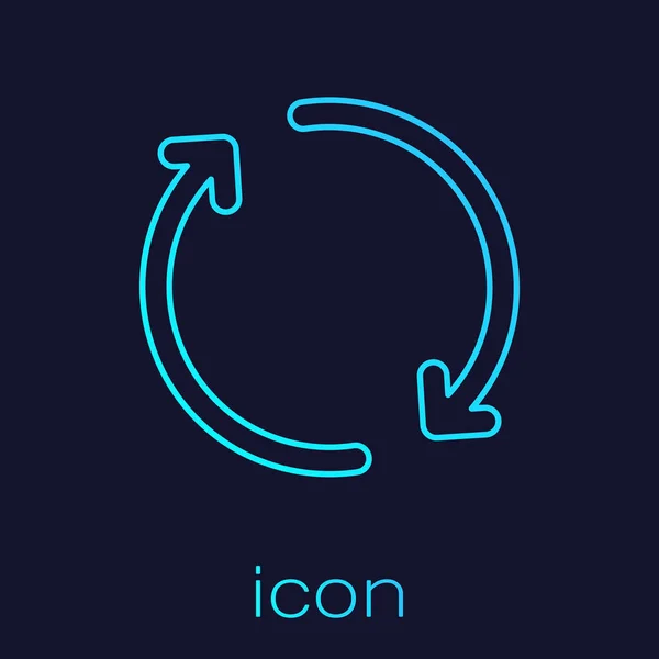 Turchese Aggiorna icona linea isolata su sfondo blu. Ricarica simbolo. Frecce di rotazione in un segno di cerchio. Illustrazione vettoriale — Vettoriale Stock