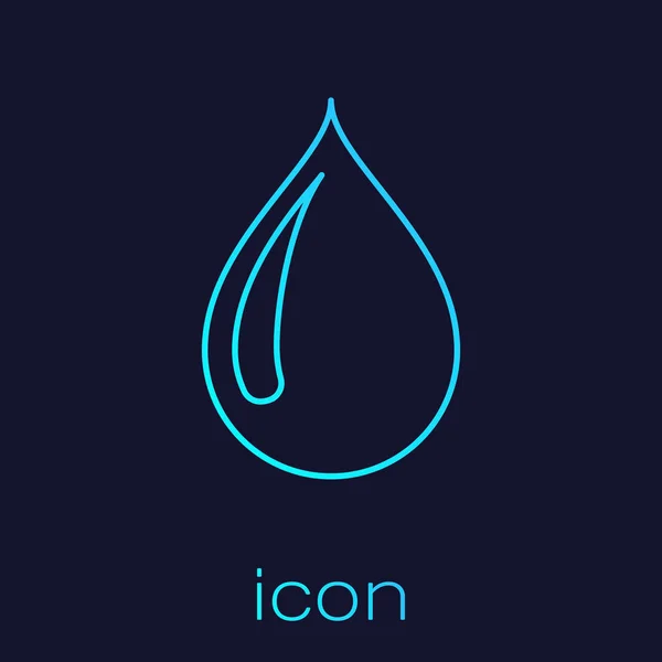 Turquoise water drop lijn pictogram geïsoleerd op blauwe achtergrond. Vector illustratie — Stockvector