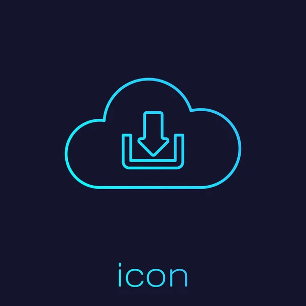 Turchese Cloud icona della linea di download isolato su sfondo blu. Illustrazione vettoriale — Vettoriale Stock