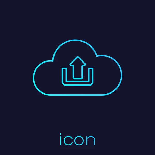 Turchese Cloud caricare l'icona della linea isolata su sfondo blu. Illustrazione vettoriale — Vettoriale Stock
