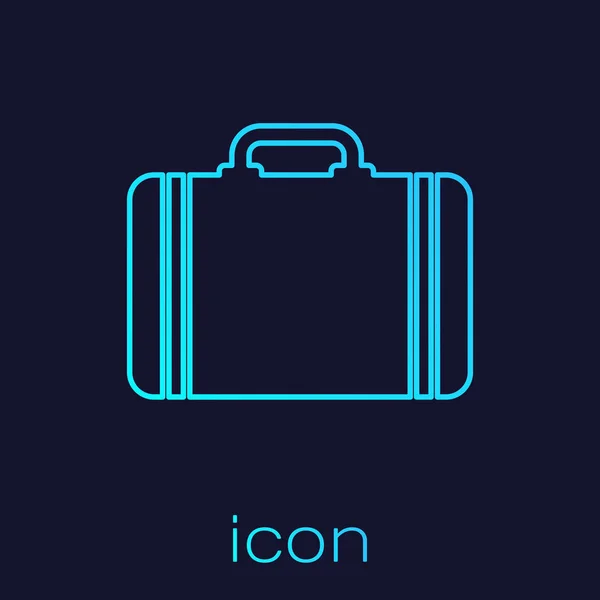 Turquoise Suitcase for travel line icon isolated on blue background. Traveling baggage sign. Travel luggage icon. Vector Illustration — Stock Vector