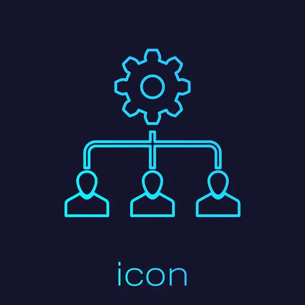 Icona della linea di gestione Turchese Lead isolata su sfondo blu. Illustrazione vettoriale — Vettoriale Stock