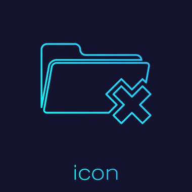 Mavi arka planda yalıtılmış klasör satırı simgesini sil. Geri dönüşüm kutusu ile klasör. Silme veya hata klasörü. Bilgisayar bilgileri klasörü işaretini kapatın. Vektör İllüstrasyonu