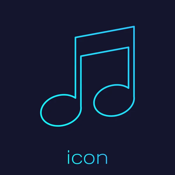 Turquoise muziek opmerking, Toon lijn pictogram geïsoleerd op blauwe achtergrond. Vector illustratie — Stockvector