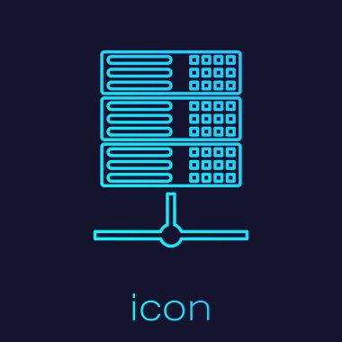 Turquoise Server, Data, Web Hosting line icon isolated on blue background. Vector Illustration