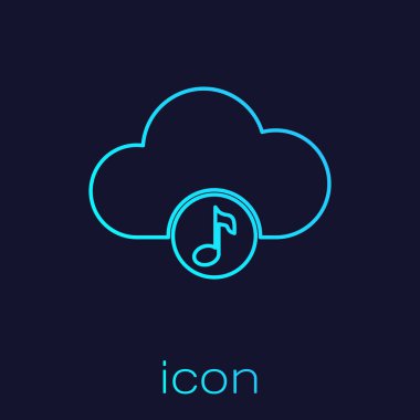 Mavi arka planda yalıtılmış Turkuaz Müzik akış hizmet satırı simgesi. Ses bulut bilgi işlem, online medya akışı, online şarkı, ses dalgası. Vektör İllüstrasyonu