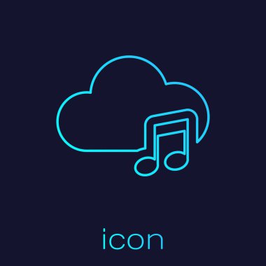 Mavi arka planda yalıtılmış Turkuaz Müzik akış hizmet satırı simgesi. Ses bulut bilgi işlem, online medya akışı, online şarkı, ses dalgası. Vektör İllüstrasyonu