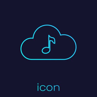 Mavi arka planda yalıtılmış Turkuaz Müzik akış hizmet satırı simgesi. Ses bulut bilgi işlem, online medya akışı, online şarkı, ses dalgası. Vektör İllüstrasyonu