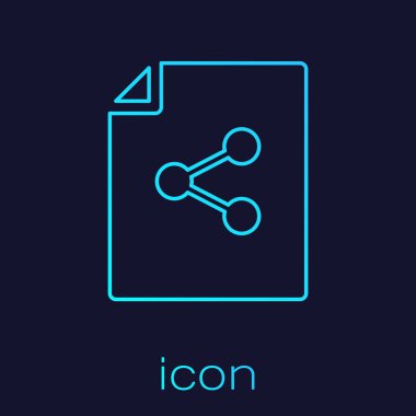 Turquoise Share file line icon isolated on blue background. File sharing. File transfer sign. Vector Illustration
