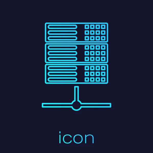 Turquoise Server, Data, Web Hosting line icon isolated on blue background. Vector Illustration — Wektor stockowy