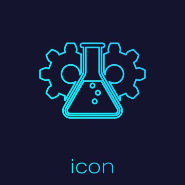 Turkuaz Biyomühendislik çizgi simgesi mavi arka plan üzerinde izole. Genetik ve biyomühendislik simgesinin unsuru. Biyoloji, molekül, kimyasal ikon. Vektör İllüstrasyonu