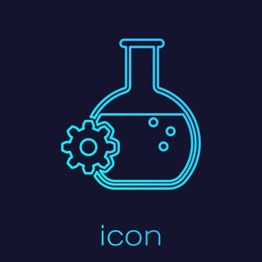 Turkuaz Biyomühendislik çizgi simgesi mavi arka plan üzerinde izole. Genetik ve biyomühendislik simgesinin unsuru. Biyoloji, molekül, kimyasal ikon. Vektör İllüstrasyonu