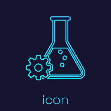 Turkuaz Biyomühendislik çizgi simgesi mavi arka plan üzerinde izole. Genetik ve biyomühendislik simgesinin unsuru. Biyoloji, molekül, kimyasal ikon. Vektör İllüstrasyonu