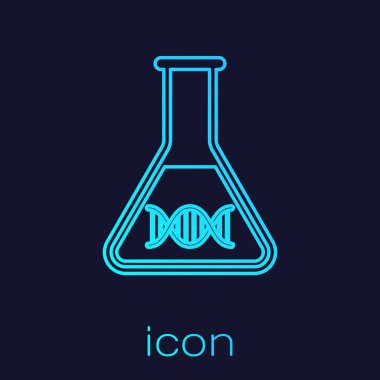 Turkuaz DNA araştırması, mavi arka plan üzerinde izole arama hattı simgesi. Genetik mühendisliği, genetik testi, klonlama, babalık testi. Vektör İllüstrasyonu