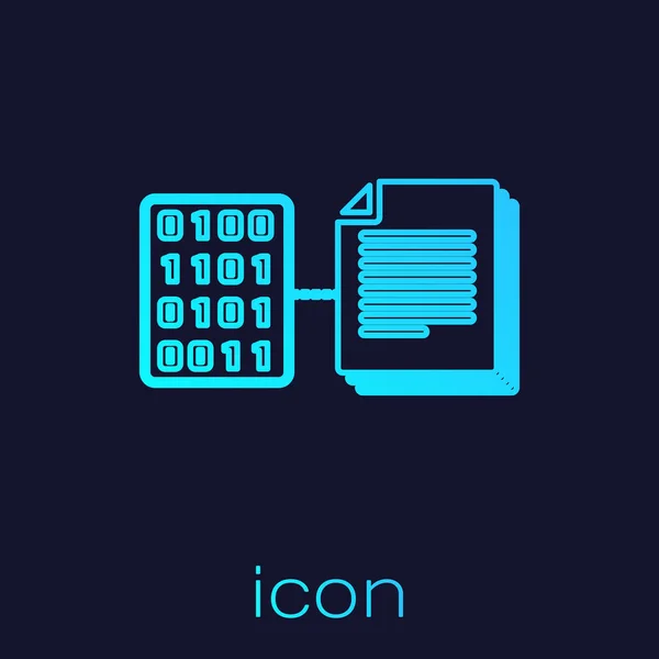 Ikona inteligentní čáry Turquoise, samostatná na modrém pozadí. Technologie blokantního řetězu, kryptoměnová těžba, bitmince, mince, digitální peněžní trh. Vektorová ilustrace — Stockový vektor