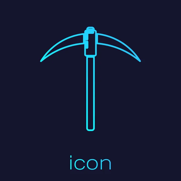 Turquoise Pickaxe, ikona izolované na modrém pozadí. Technologie blokantního řetězu, kryptoměnová těžba, bitmince, digitální peněžní trh, kryptotrminová peněženka. Vektorová ilustrace — Stockový vektor