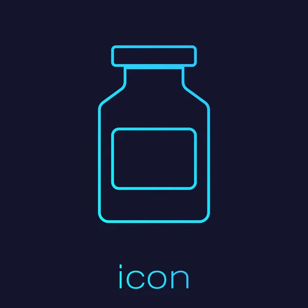 Icono de la línea de botella de Turquoise Medicine aislado sobre fondo azul. Signo de la píldora. Diseño de farmacia. Ilustración vectorial — Archivo Imágenes Vectoriales