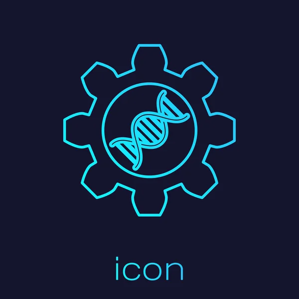 Turkos genteknik linje ikon isolerad på blå bakgrund. DNA-analys, genetik testning, kloning, faderskapstest. Vektor illustration — Stock vektor