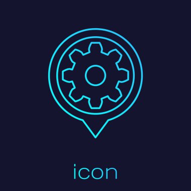 Turquoise Setting line icon isolated on blue background. Tools, service, cog, gear, cogwheel sign. Vector Illustration