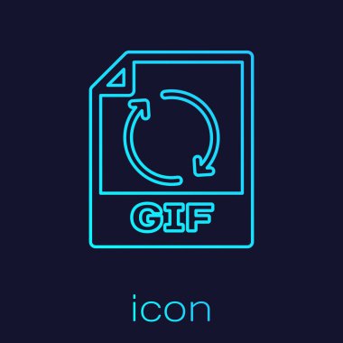 Turkuaz Gif dosya belge simgesi. Mavi arka planda yalıtılmış gif düğme satırı simgesini indirin. Gif dosya sembolü. Vektör İllüstrasyonu