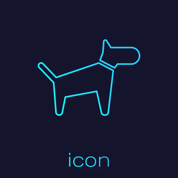 Бірюзова лінія собаки значок ізольований на синьому фоні. Векторна ілюстрація — стоковий вектор