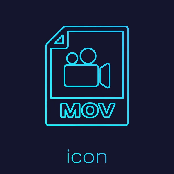 Turquoise MOV file document icon. Download mov button line icon isolated on blue background. MOV file symbol. Audio and video collection. Vector Illustration — Stock Vector