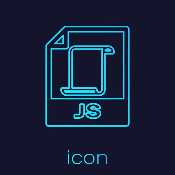Türkis js file document icon. js button line icon isoliert auf blauem Hintergrund herunterladen. js Dateisymbol. Vektorillustration — Stockvektor