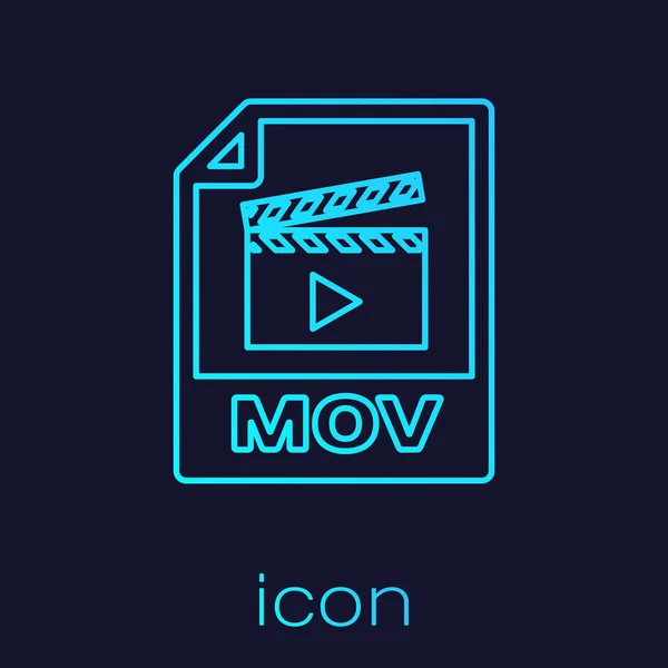 Εικονίδιο εγγράφου αρχείου τυρκουάζ MOV. Κατεβάστε MOV εικονίδιο γραμμή κουμπί απομονωθεί σε μπλε φόντο. MOV σύμβολο αρχείου. Συλλογή ήχου και βίντεο. Απεικόνιση διανυσματικών φορέων — Διανυσματικό Αρχείο