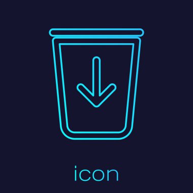 Turquoise Send to the trash line icon isolated on blue background. Vector Illustration