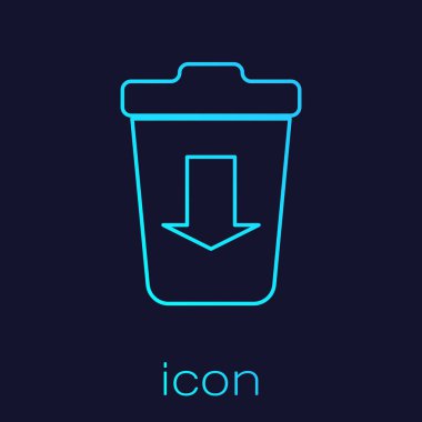 Turquoise Send to the trash line icon isolated on blue background. Vector Illustration