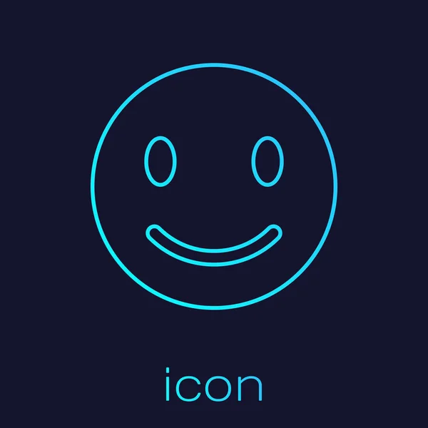 Icône de ligne de visage Turquoise Smile isolée sur fond bleu. Émoticône souriant. Joyeux symbole de chat souriant. Illustration vectorielle — Image vectorielle