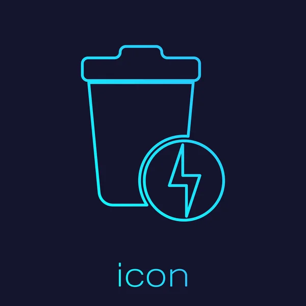 Turquoise Lightning z Kosza można ikona linii izolowane na niebieskim tle. Odpady do energii. Znak kosza na śmieci. Kosz kosz znak. Ilustracja wektorowa — Wektor stockowy