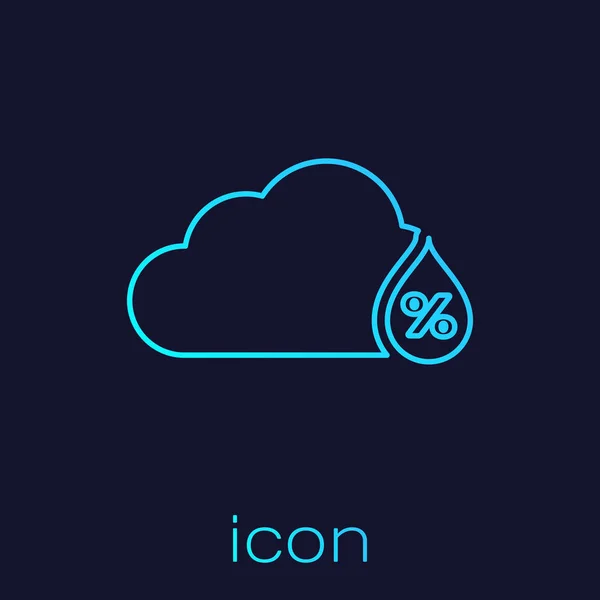 Turkusowa wilgotność ikona linii izolowane na niebieskim tle. Pogoda i meteorologia, Chmura, symbol termometr. Ilustracja wektorowa — Wektor stockowy