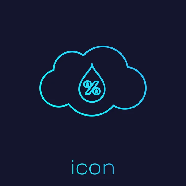 Icono de línea de humedad turquesa aislado sobre fondo azul. Clima y meteorología, nube, símbolo del termómetro. Ilustración vectorial — Vector de stock