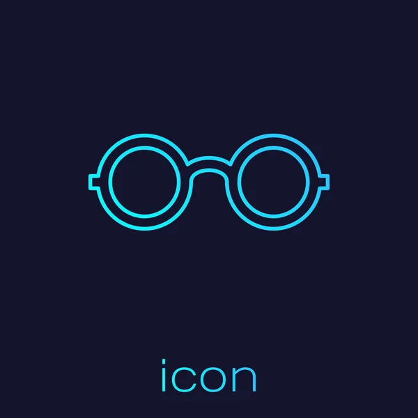 Turquoise Glasses line icon isolated on blue background. Eyeglass frame symbol. Vector Illustration — Stock Vector